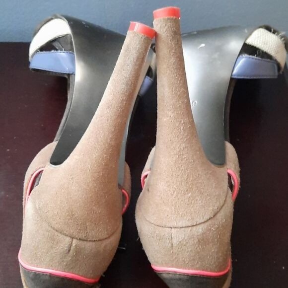 Diesel Leather Suede T Strap High Heel Sandal Size EU 39 US 8.5 - Picture 7 of 16